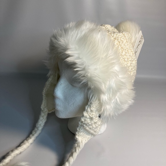Chaos lux knitted Womens Beige Fur winter hat. - Picture 1 of 5